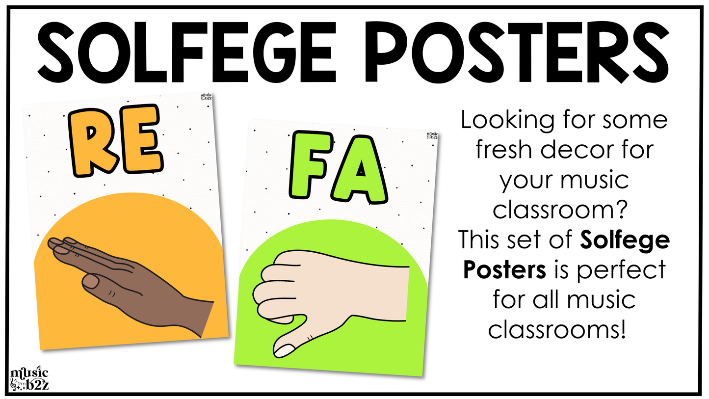 Bright Solfege Hand Signs Posters Curwen Elementary Music Classroom Decor