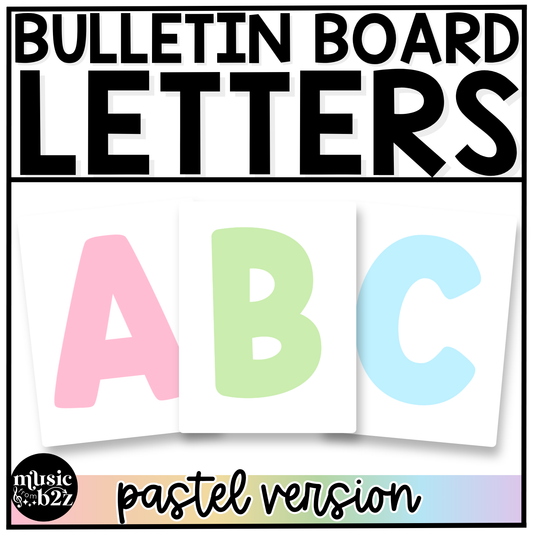 Pastel Bulletin Board Letters Numbers Symbols Elementary Music Classroom Decor