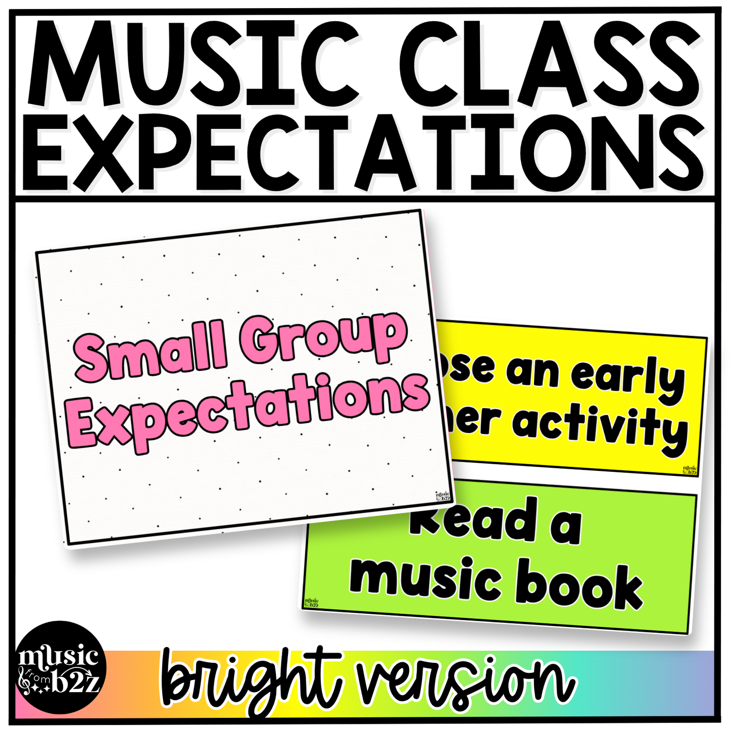 Bright Music Rules & Expectations Posters Elementary Music Classroom Decor