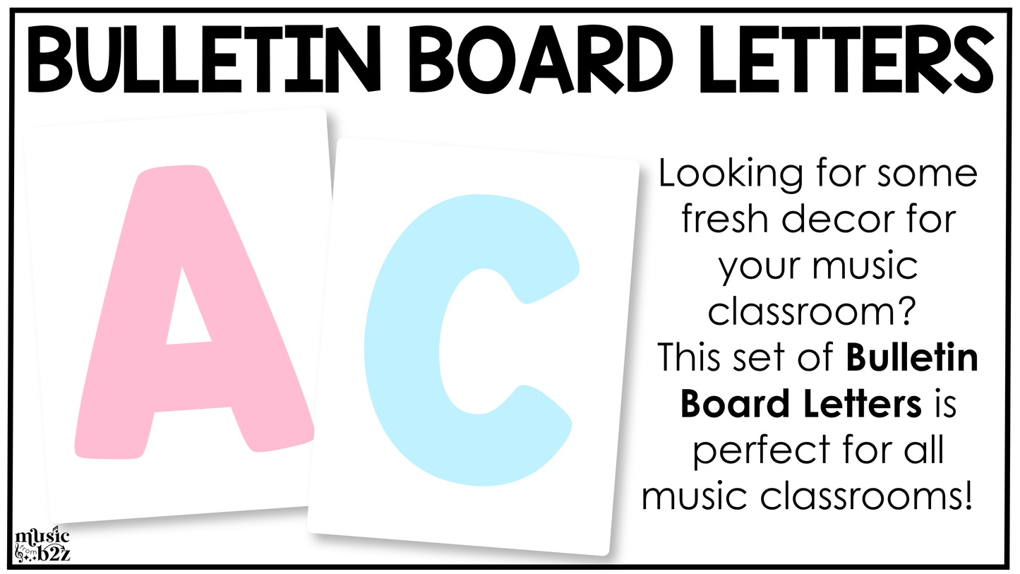 Pastel Bulletin Board Letters Numbers Symbols Elementary Music Classroom Decor