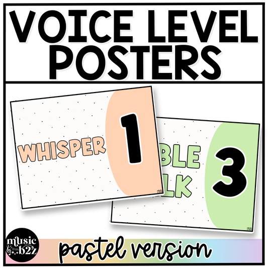 Pastel Voice Level Volume Chart Posters Elementary Music Classroom Decor