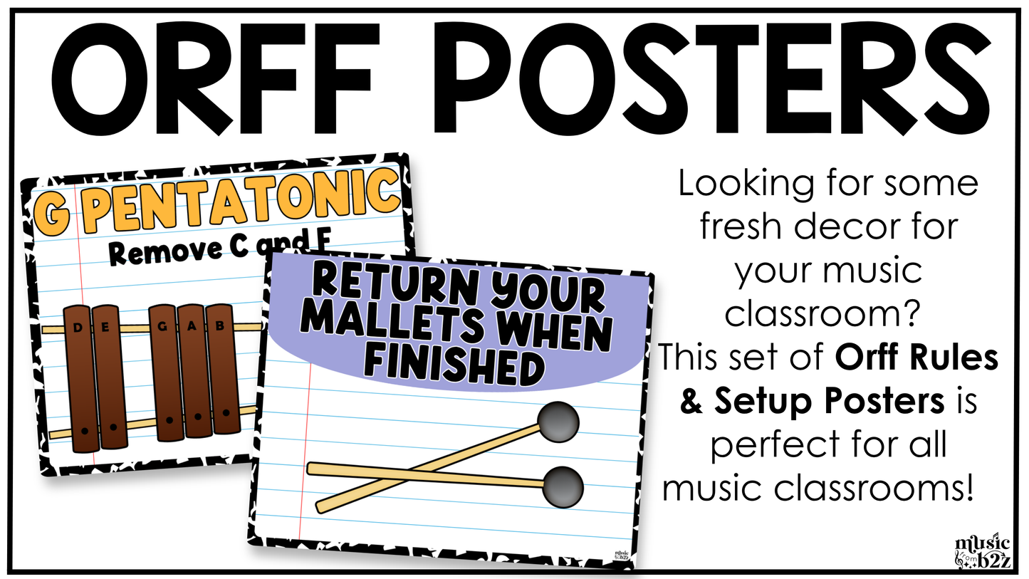 Bright Composition Notebook Orff Instrument Rules & Setups Posters Elementary Music Classroom Decor (Copy)