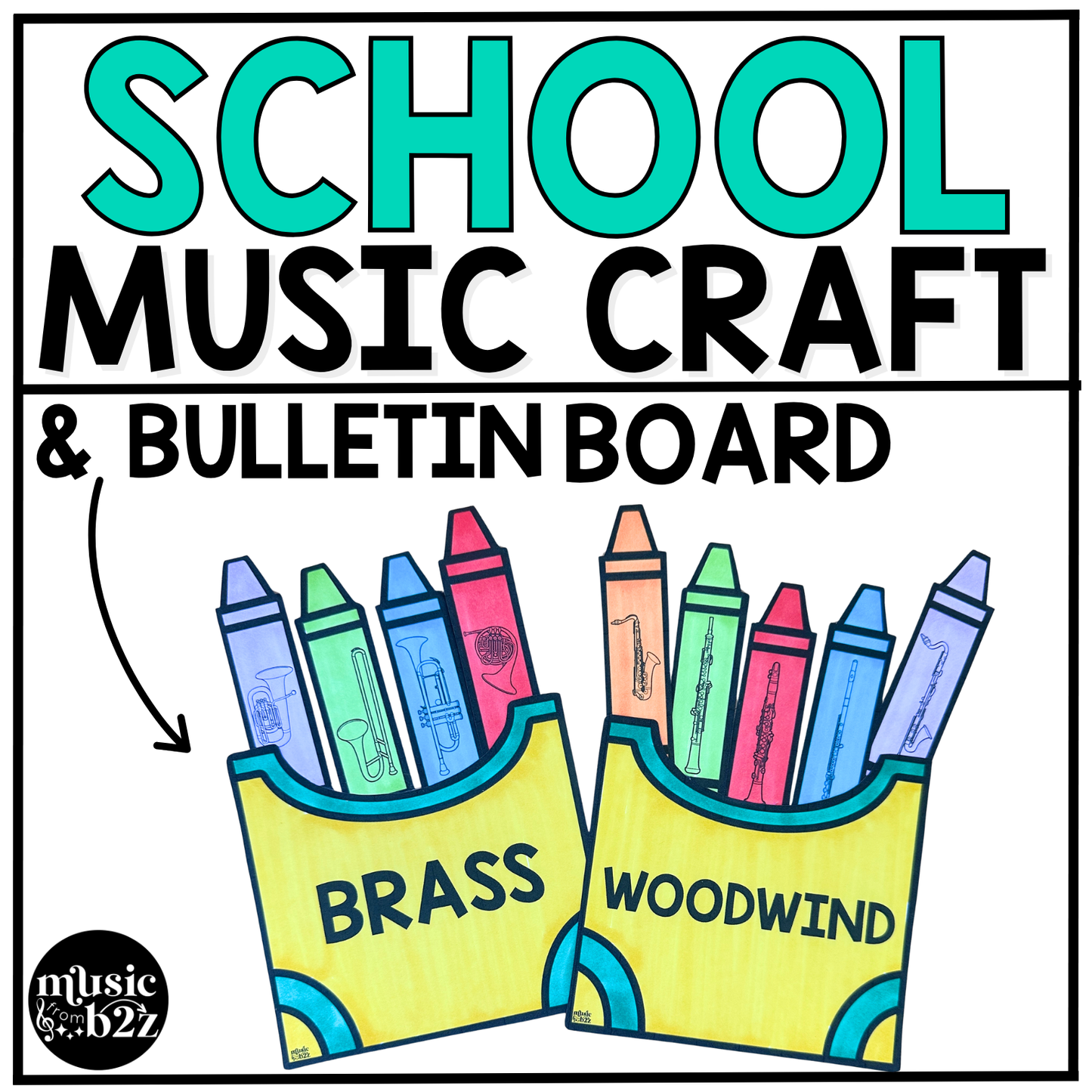 Back to School Music Craft Music Bulletin Board Instrument Families Orchestra