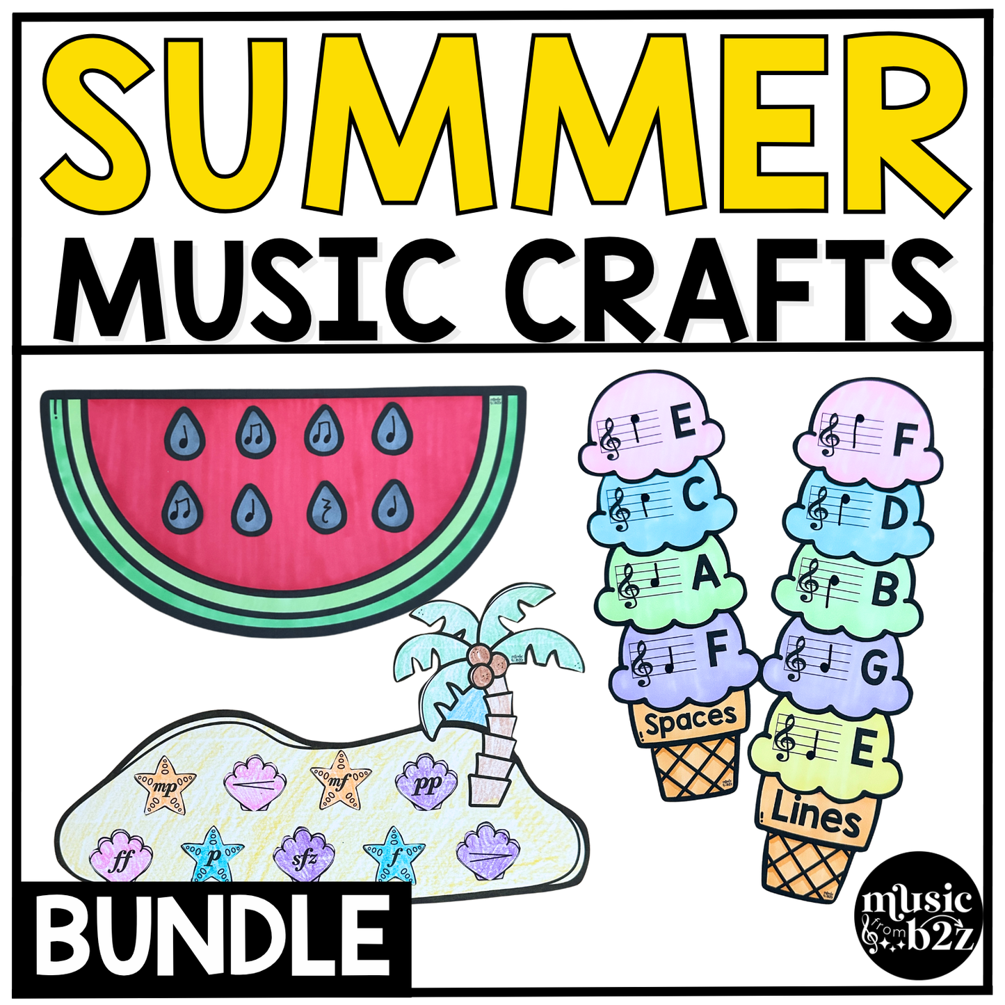 Summer Music Craft BUNDLE Summer Music Bulletin Board Music Sub Plan