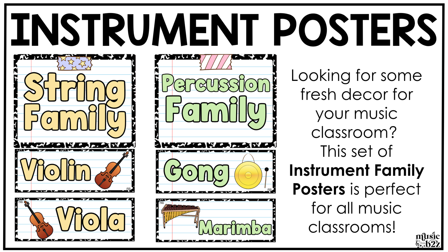 Pastel Composition Instrument Families of the Orchestra Posters Elementary Music Classroom Decor