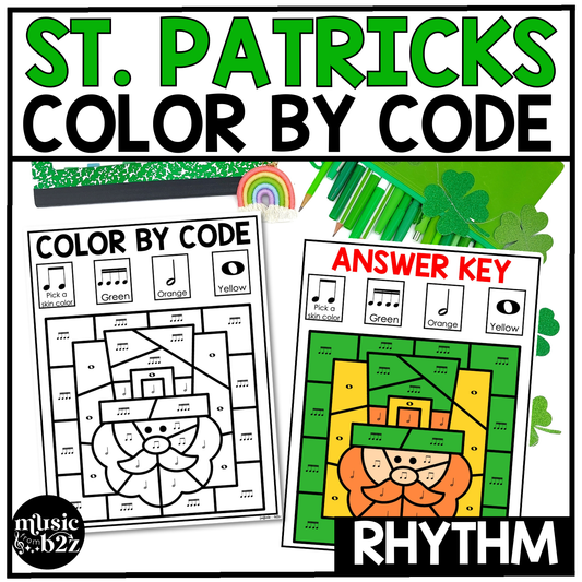 St. Patrick's Day Music Coloring Pages Rhythm Worksheets Music Color by Note