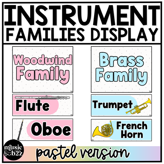 Pastel Instrument Families of the Orchestra Posters Elementary Music Classroom Decor