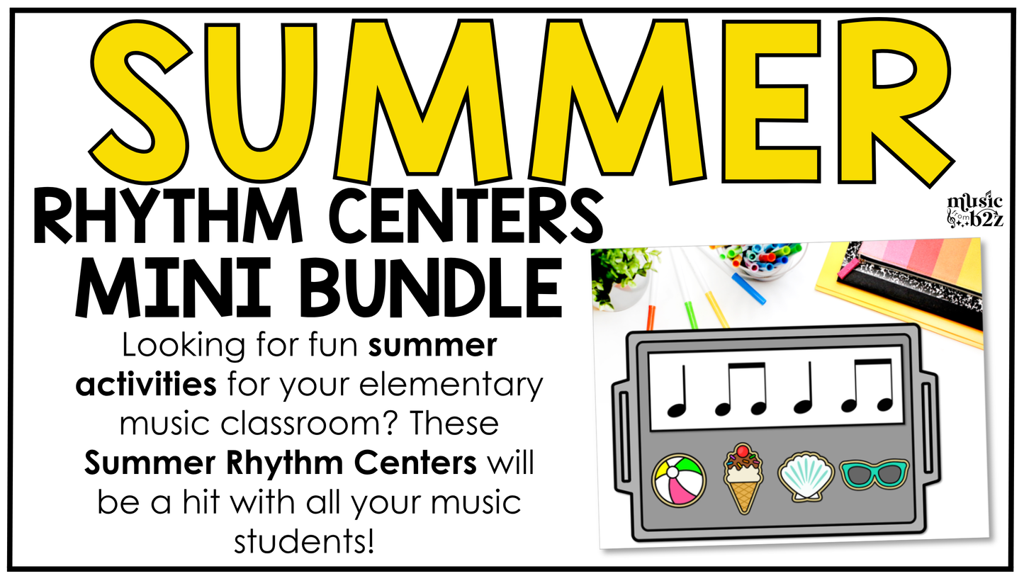 Summer Music Centers BUNDLE Rhythm Worksheets Summer Music Games