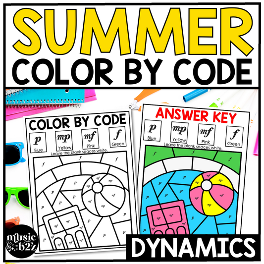 Summer Music Coloring Pages Color by Note Summer Music Worksheets Dynamics