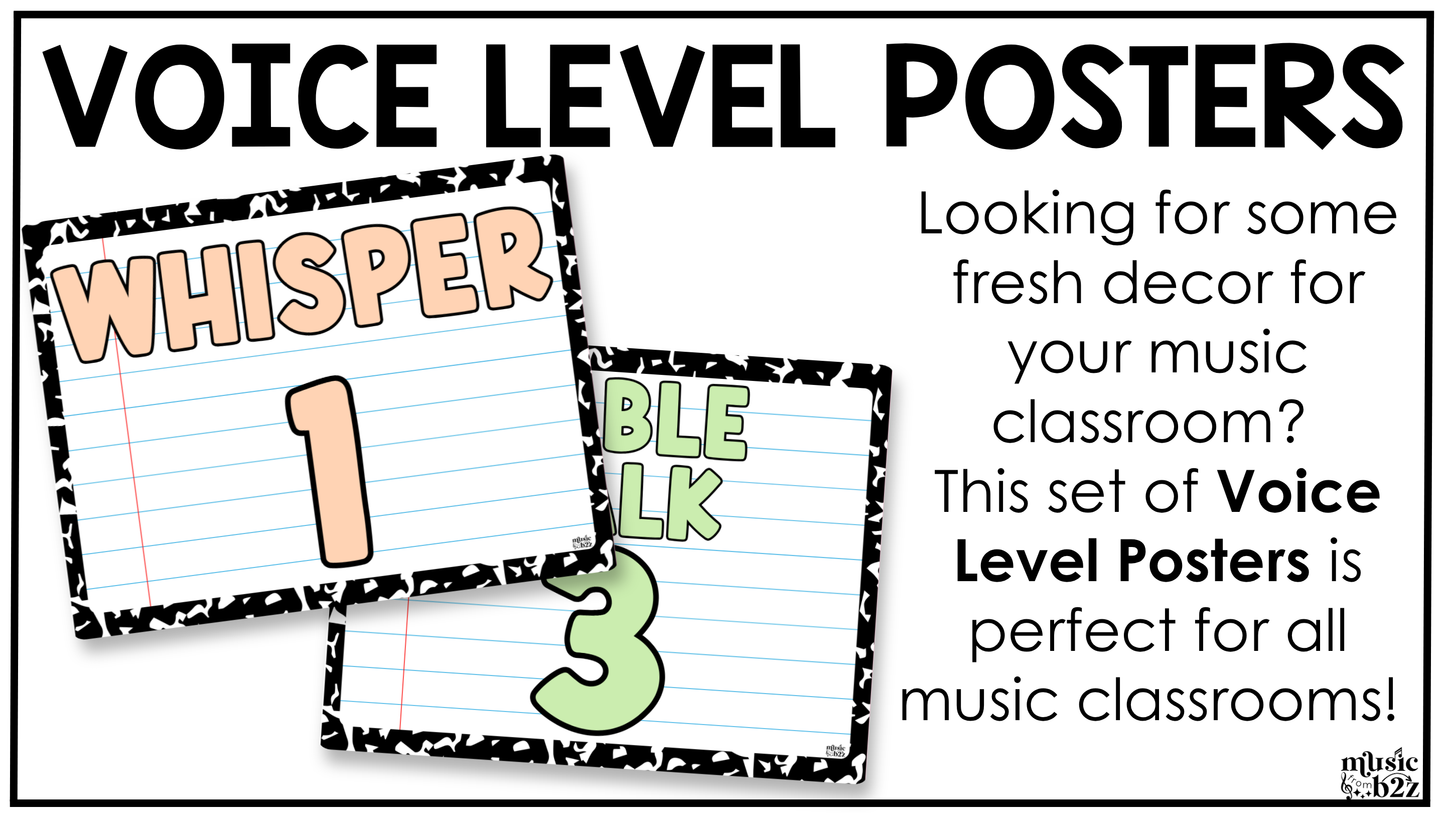 Pastel Composition Voice Level Volume Chart Posters Elementary Music Classroom Decor