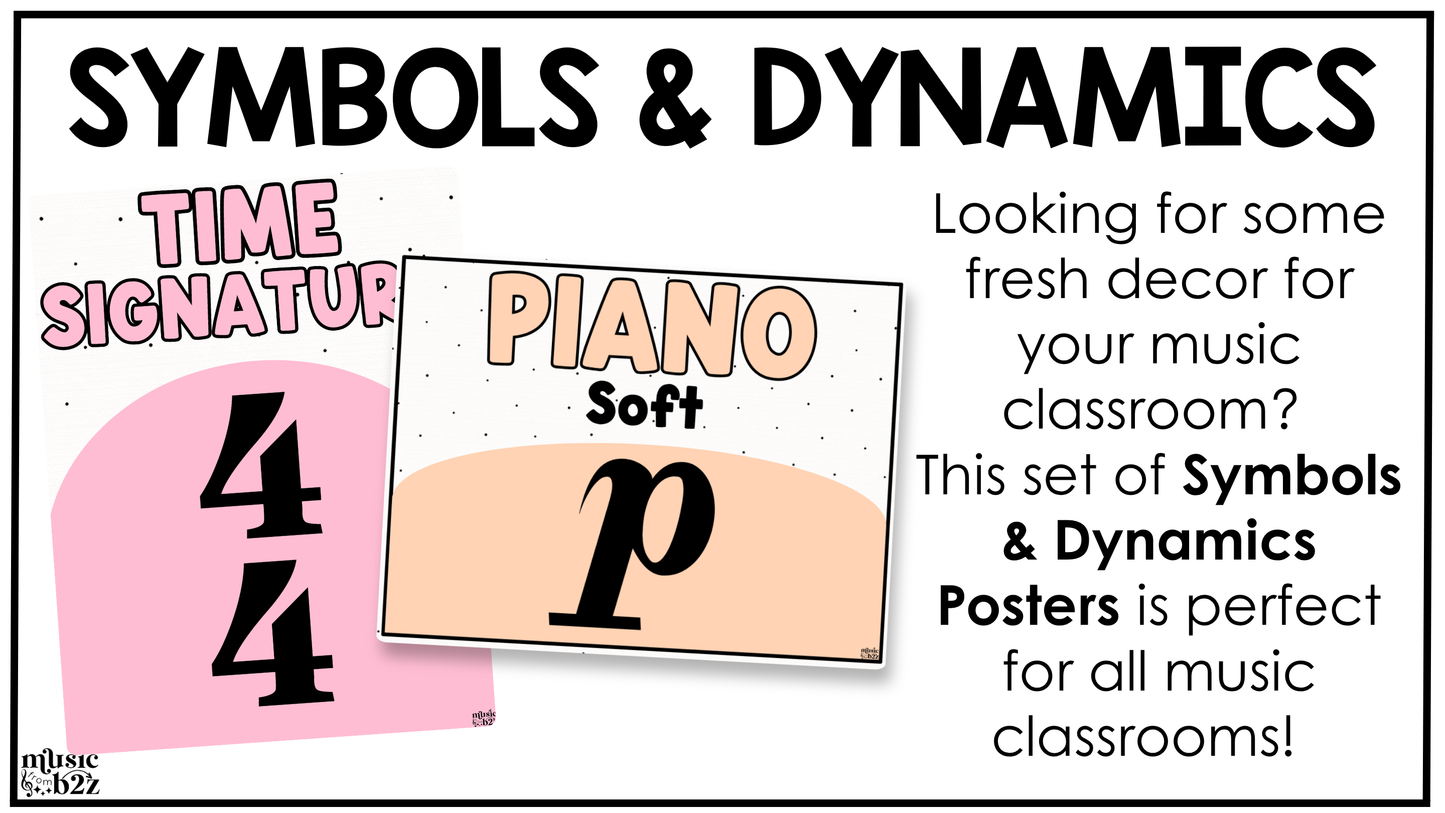 Pastel Music Symbols & Dynamics Posters Elementary Music Classroom Decor