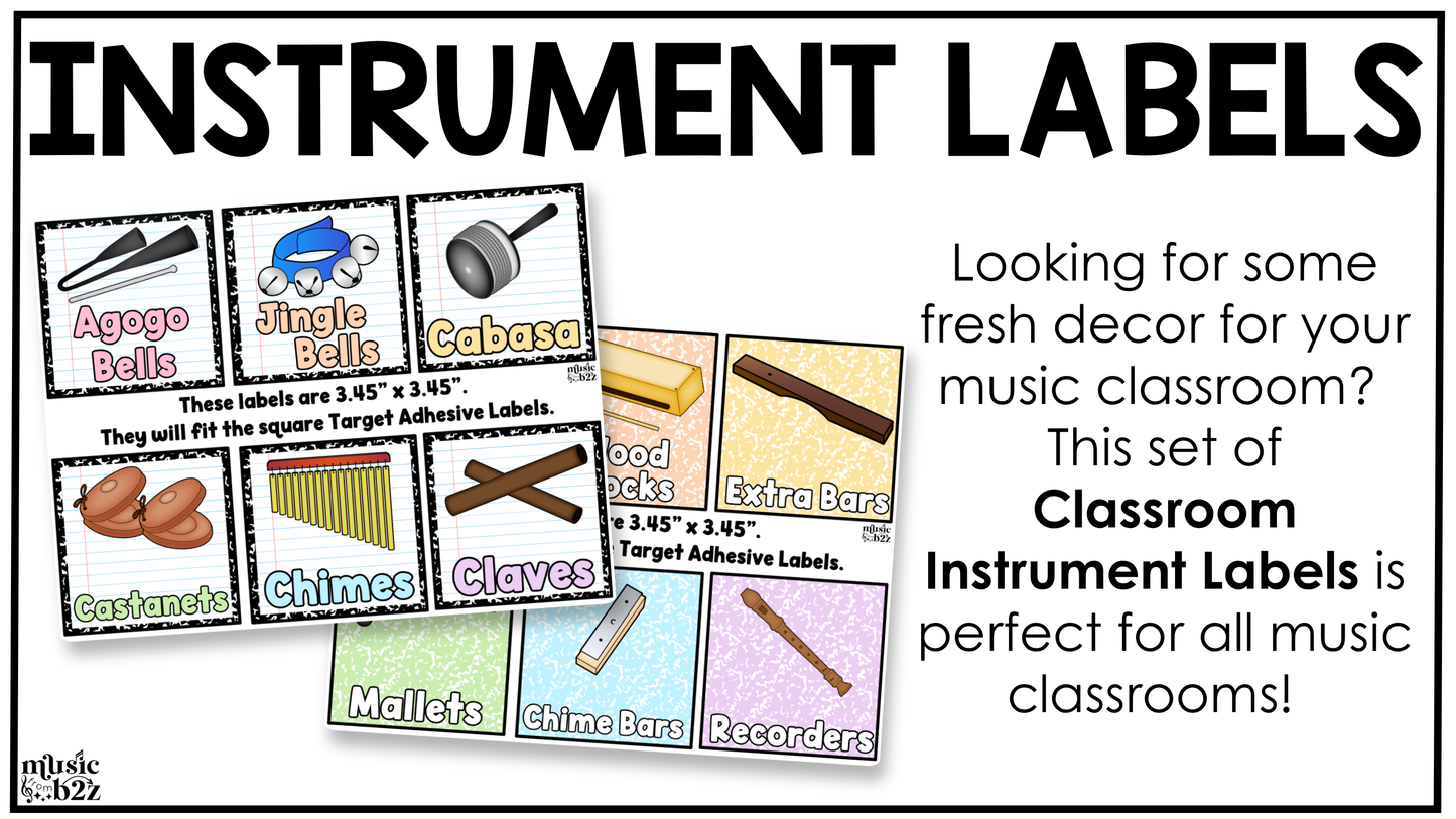 Pastel Composition Notebook Classroom Instrument Labels Music Classroom Decor