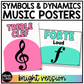 Bright Music Symbols & Dynamics Posters Elementary Music Classroom Decor
