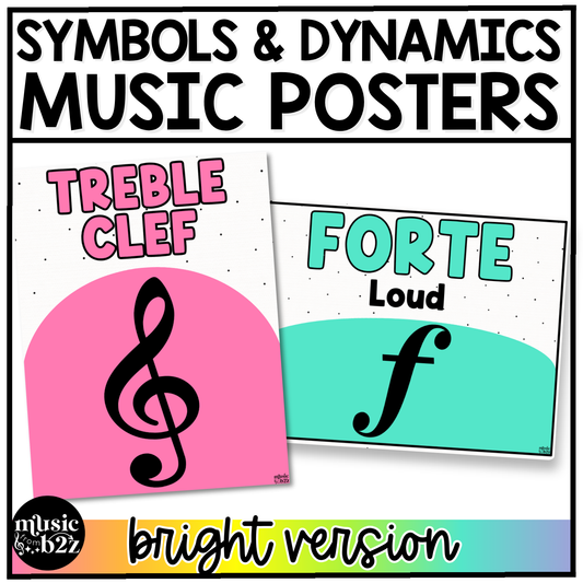 Bright Music Symbols & Dynamics Posters Elementary Music Classroom Decor