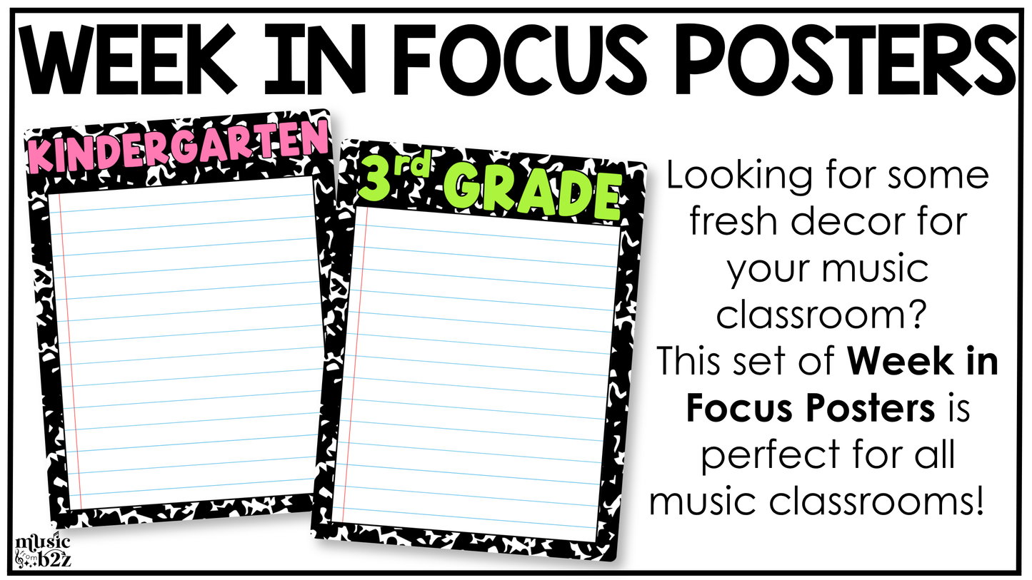 Bright Composition Week in Focus Wall I Can Posters Elementary Music Classroom Decor