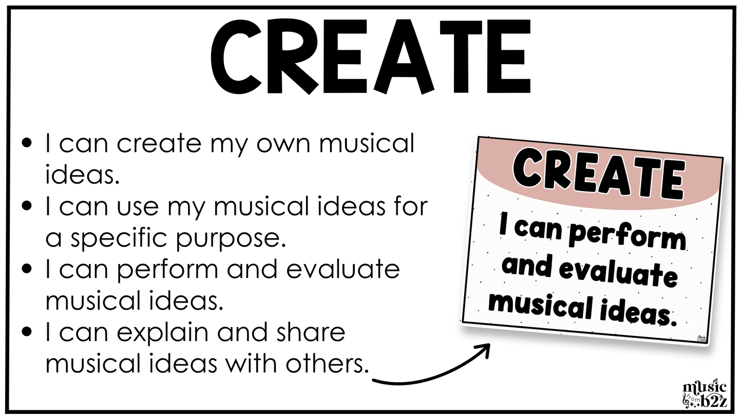 Neutral National Music Standards Posters Elementary Music Classroom Decor