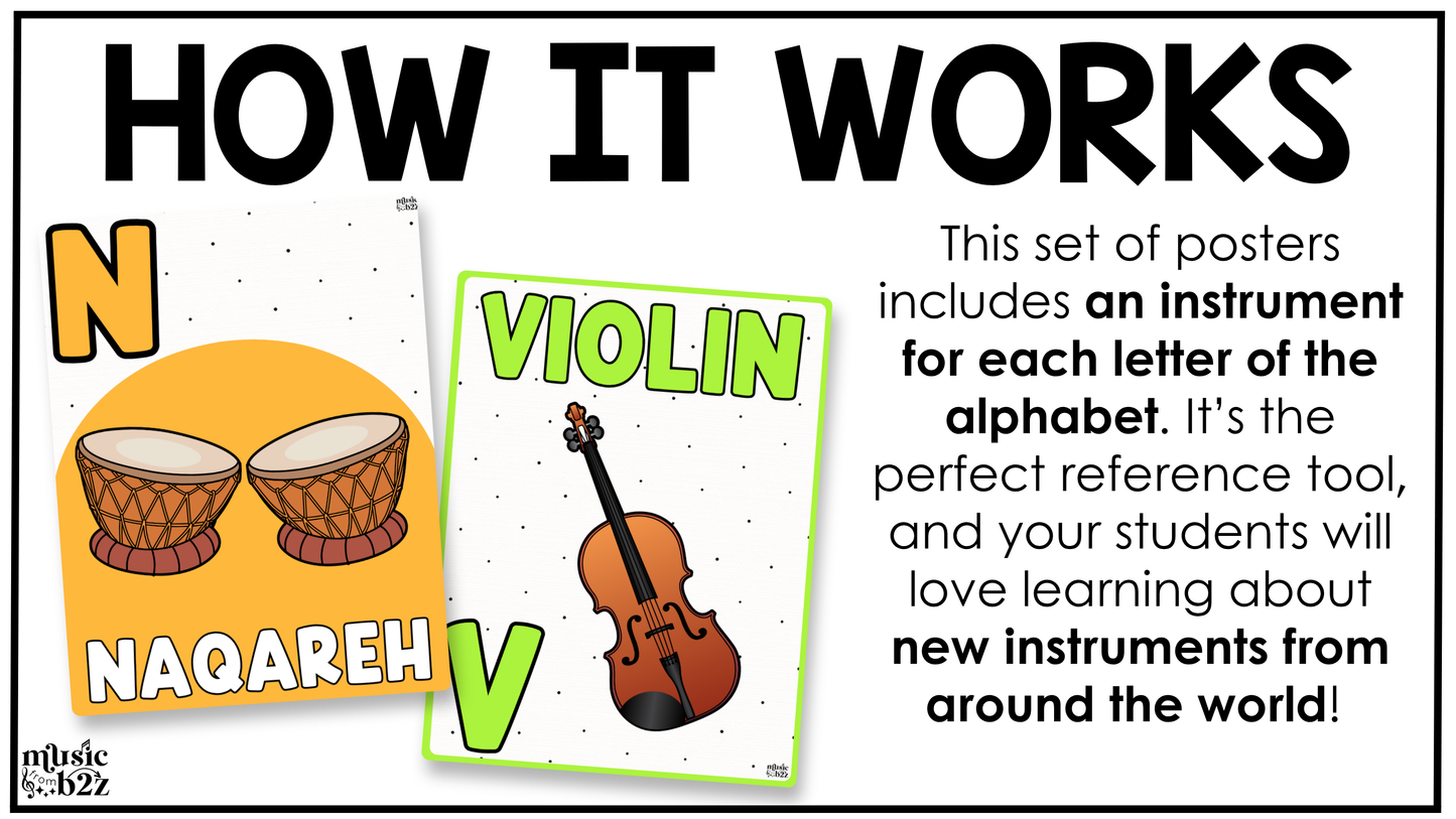Bright Music Alphabet Posters Music Classroom Decor Instrument Music Posters