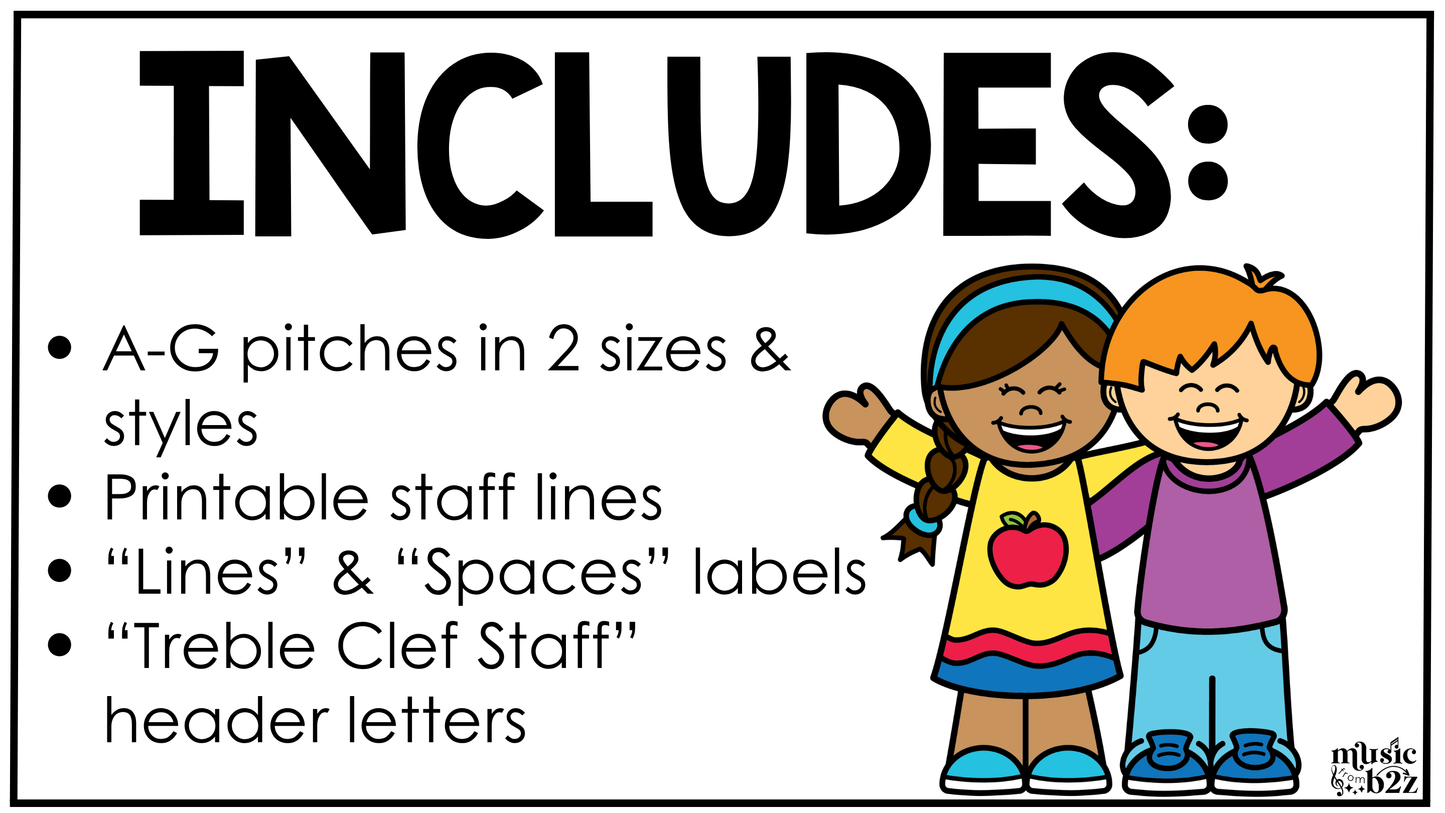 Pastel Treble Clef Bulletin Board Music Classroom Decor Lines & Spaces