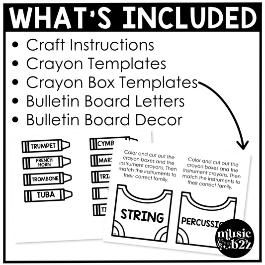 Back to School Music Craft Music Bulletin Board Instrument Families Orchestra