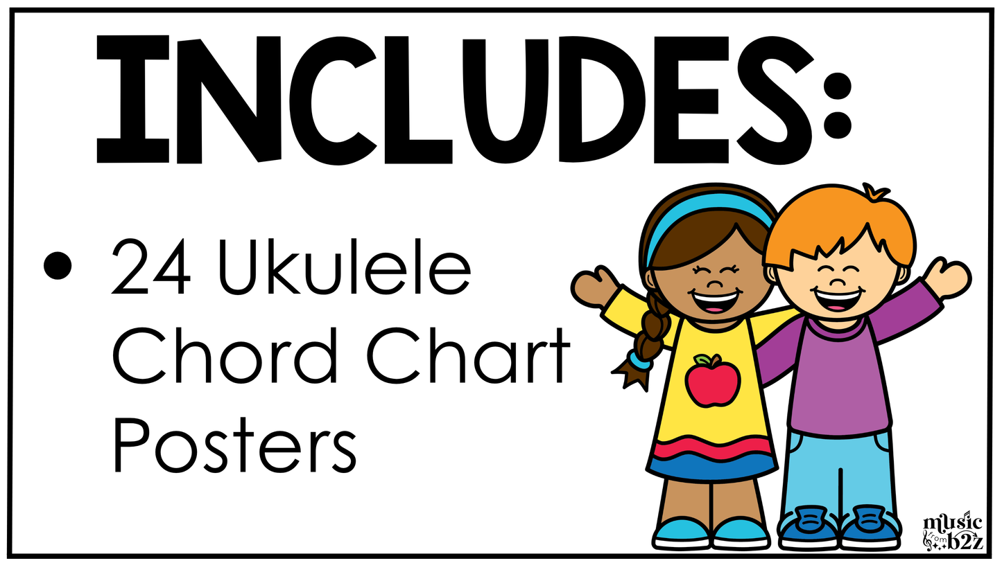 Pastel Composition Ukulele Chord Charts Posters Elementary Music Classroom Decor