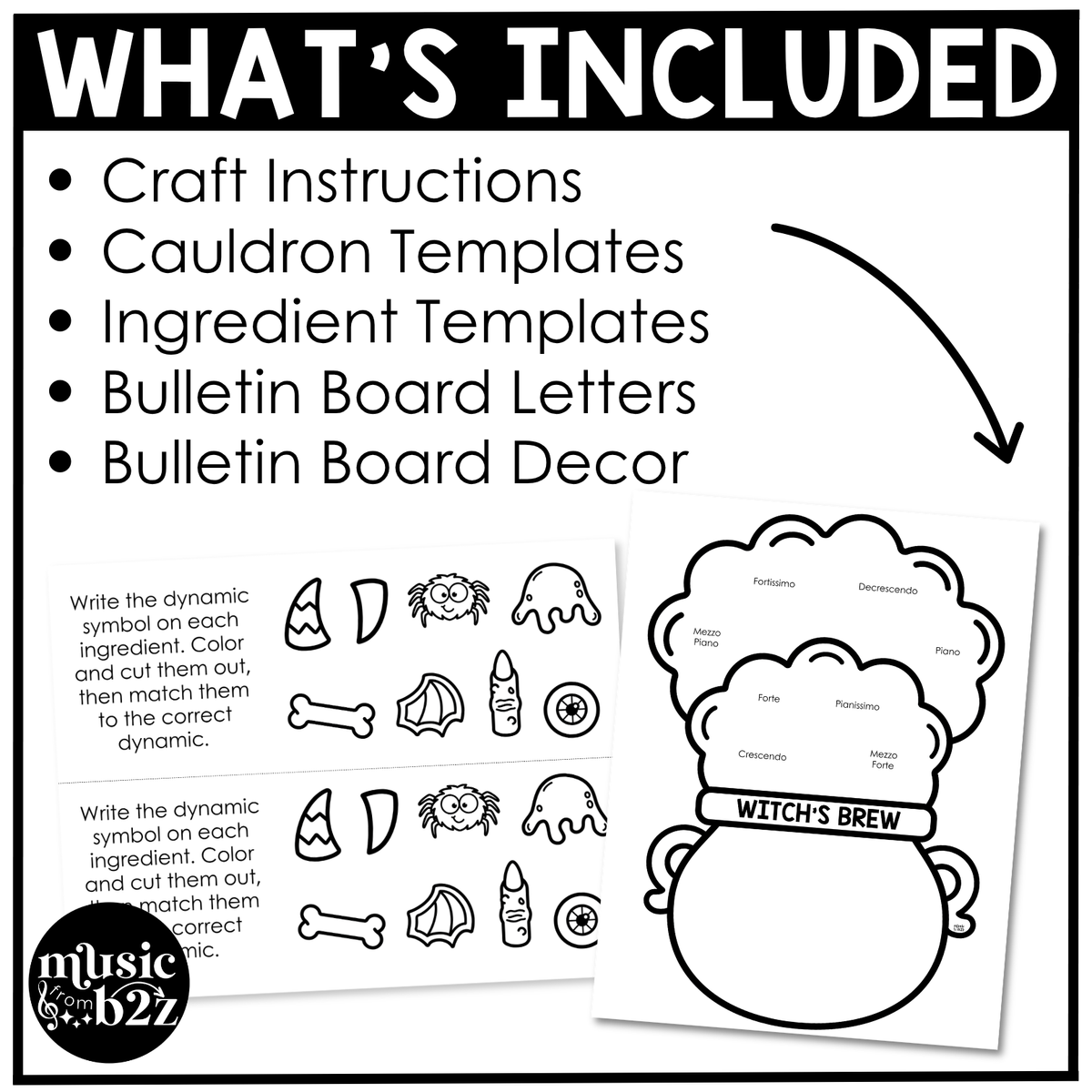 Halloween Music Craft Music Bulletin Board Elementary Music Dynamics Sub Plans