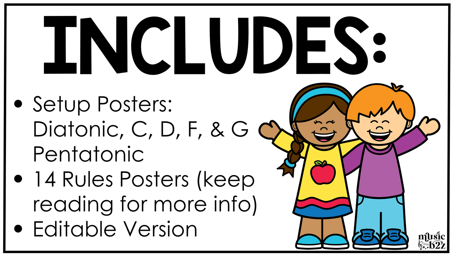 Pastel Composition Notebook Orff Instrument Rules & Setups Posters Elementary Music Classroom Decor