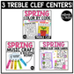 Spring Music Centers BUNDLE Spring Treble Clef Worksheets Music Games Sub Plans