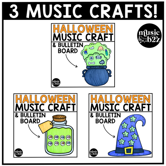 Halloween Music Craft BUNDLE Halloween Music Bulletin Board Rhythm Treble Clef