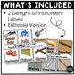 Neutral Classroom Instrument Labels Elementary Music Classroom Decor Editable