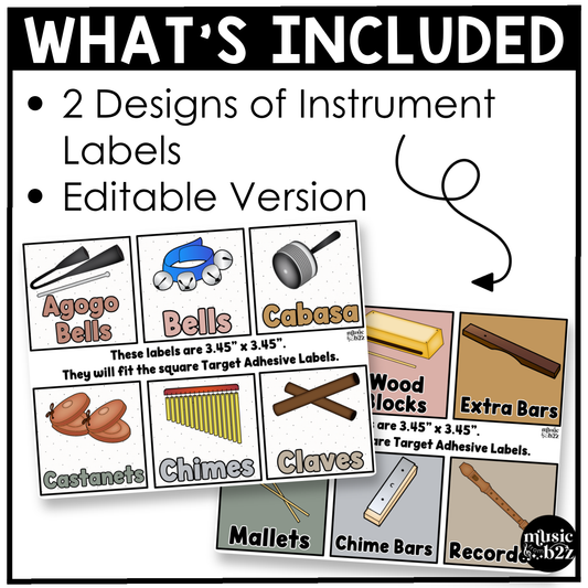 Neutral Classroom Instrument Labels Elementary Music Classroom Decor Editable
