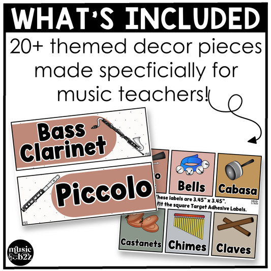 Neutral Music Classroom Decor BUNDLE Music Posters Bulletin Board