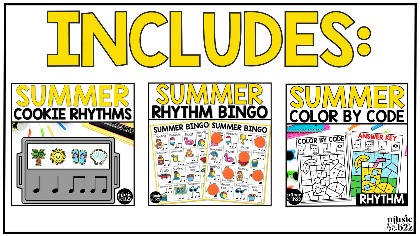 Summer Music Centers BUNDLE Rhythm Worksheets Summer Music Games