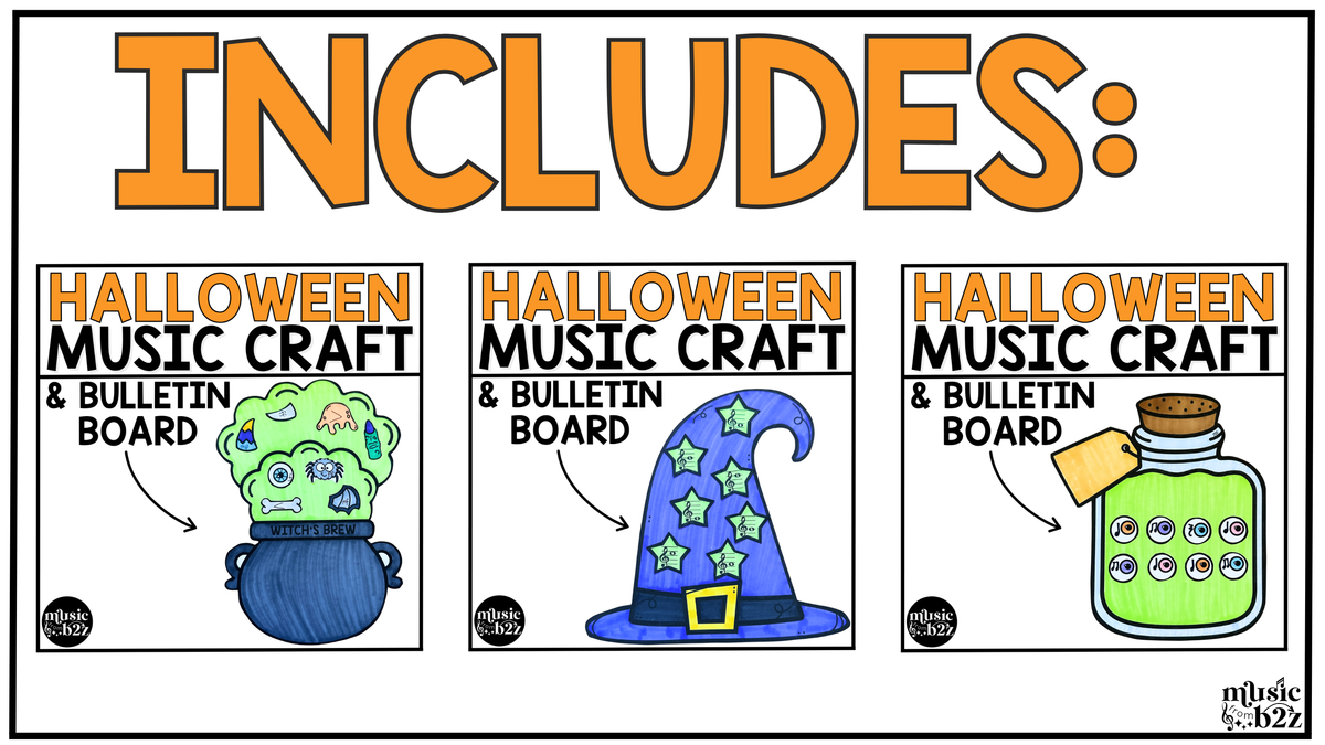 Halloween Music Craft BUNDLE Halloween Music Bulletin Board Rhythm Treble Clef