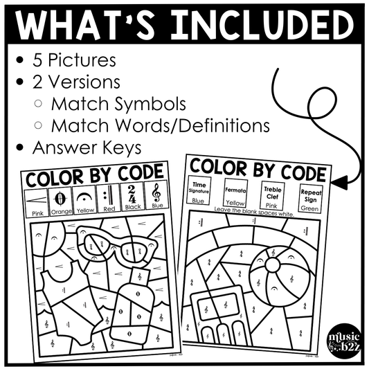 Summer Music Coloring Color by Note Summer Music Worksheets Music Symbols