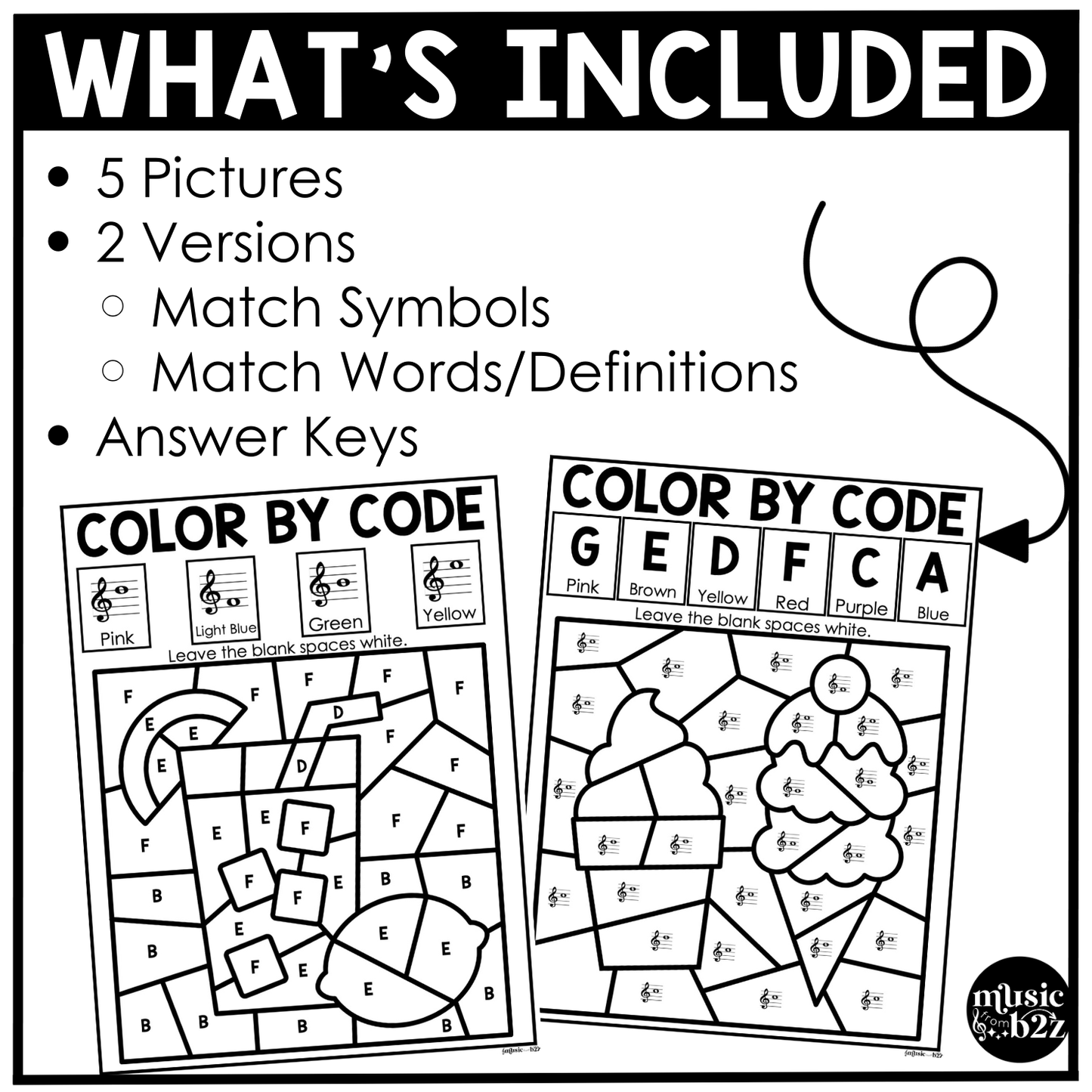 Summer Music Coloring Pages Color by Note Summer Music Worksheets Treble Clef