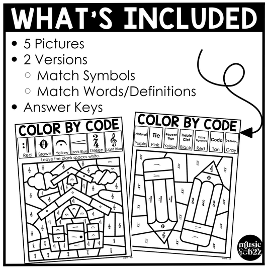 Back to School Music Coloring Color by Note Music Worksheets Music Symbols