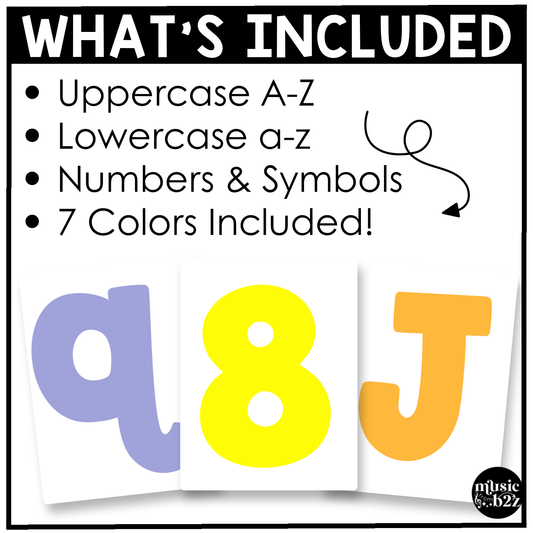 Bright Bulletin Board Letters Numbers Symbols Elementary Music Classroom Decor