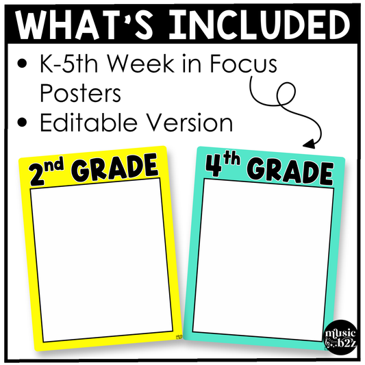 Bright Week in Focus Wall I Can Posters Elementary Music Classroom Decor