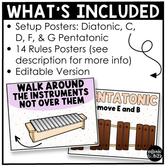 Pastel Orff Instrument Rules & Setups Posters Elementary Music Classroom Decor