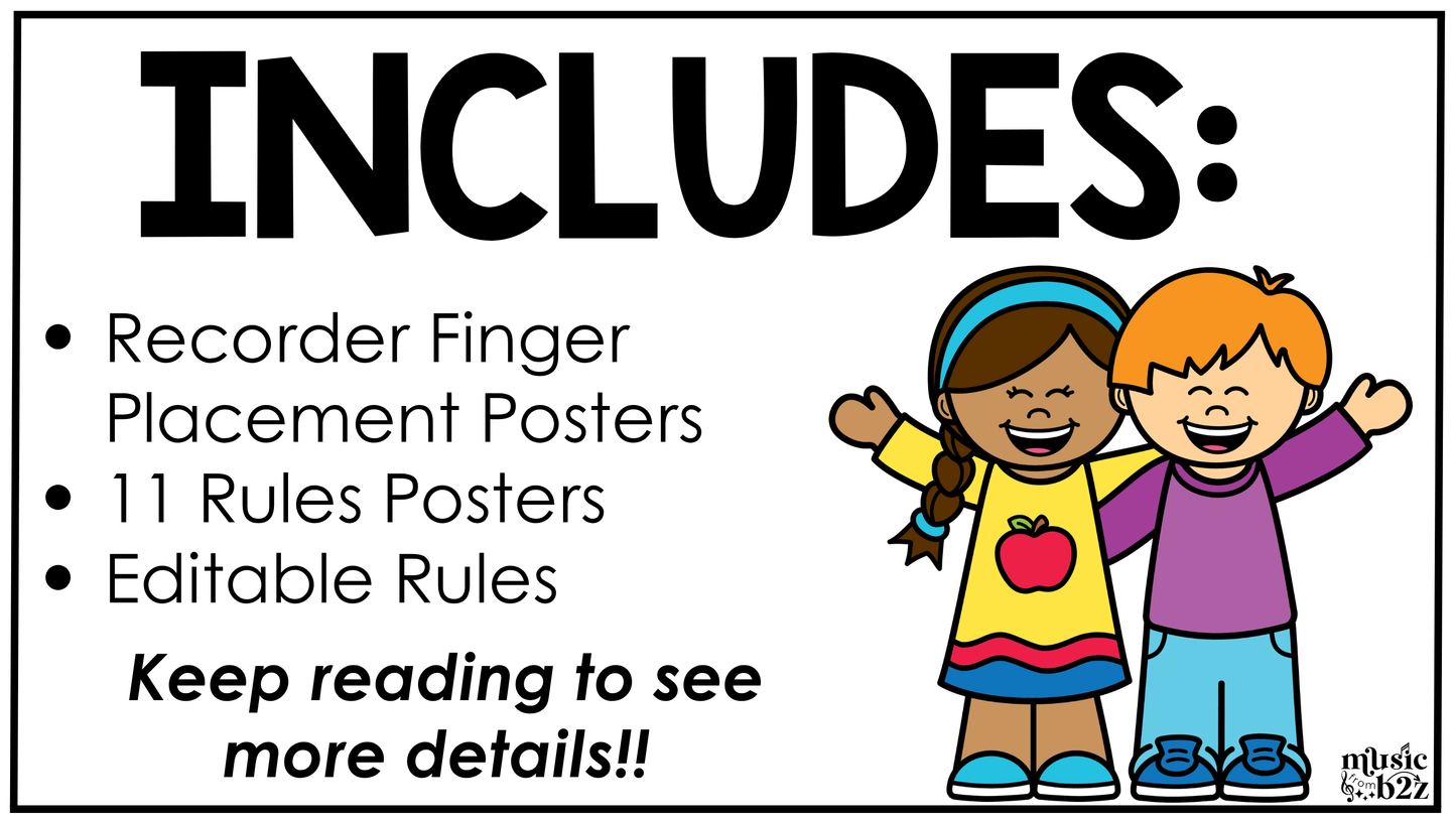 Pastel Composition Recorder Fingering Charts & Rules Posters Music Classroom Decor