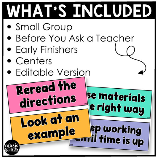 Bright Music Rules & Expectations Posters Elementary Music Classroom Decor