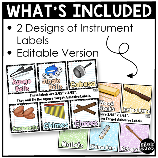 Pastel Composition Notebook Classroom Instrument Labels Music Classroom Decor