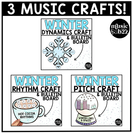 Winter Music Craft BUNDLE Winter Music Activities Winter Music Bulletin Board
