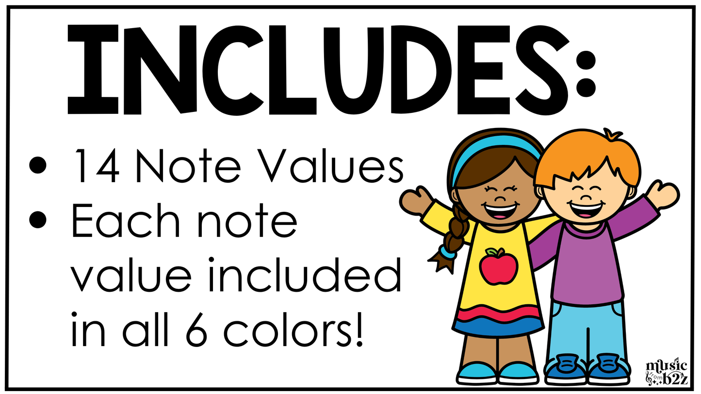 Bright Note Value Posters Rhythm Durations Elementary Music Classroom Decor