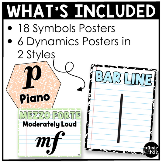 Pastel Composition Music Symbols & Dynamics Posters Elementary Music Classroom Decor