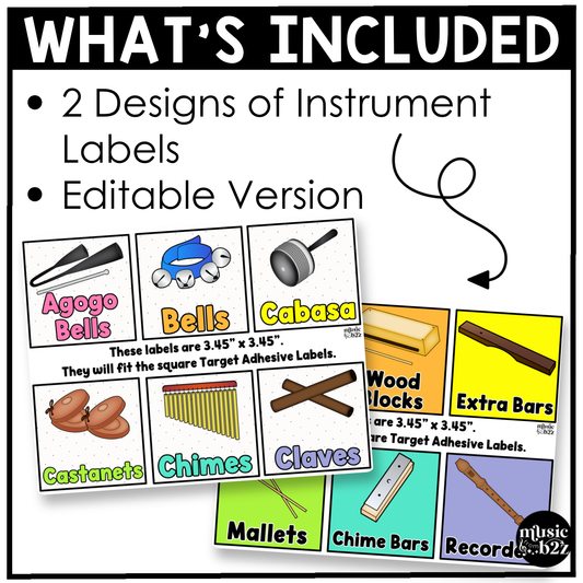 Bright Classroom Instrument Labels Elementary Music Classroom Decor Organization