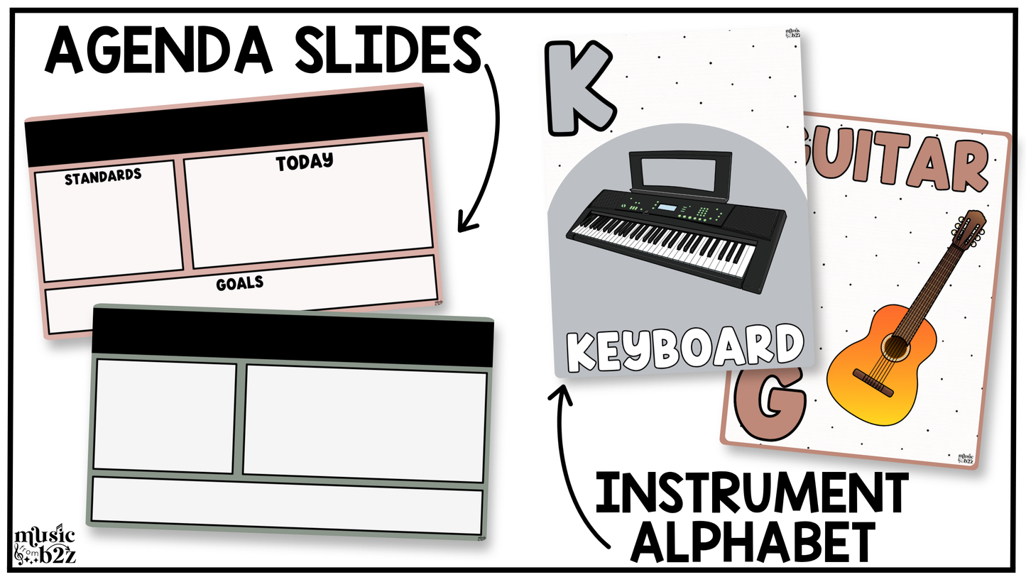 Neutral Music Classroom Decor BUNDLE Music Posters Bulletin Board
