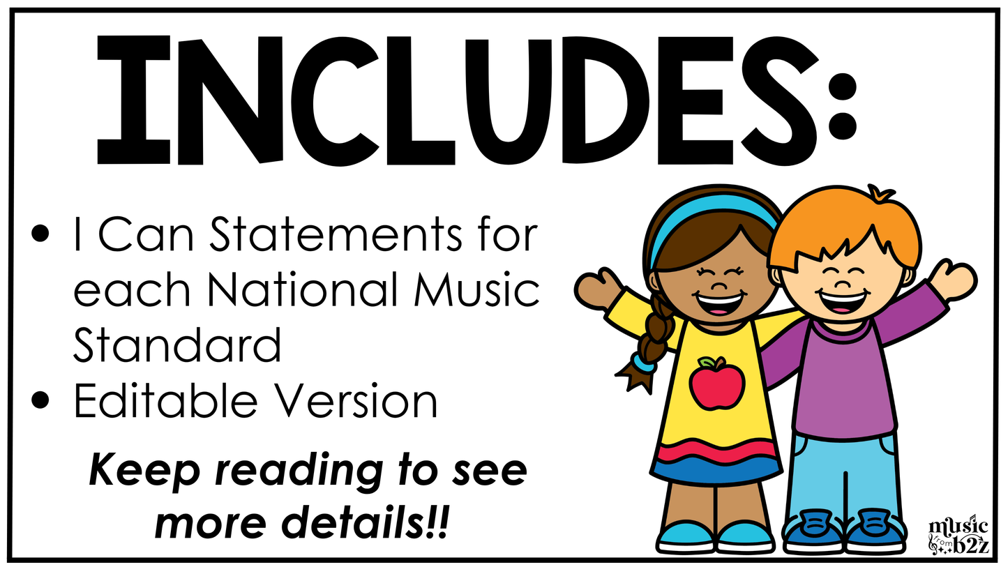 Bright National Music Standards Posters Elementary Music Classroom Decor