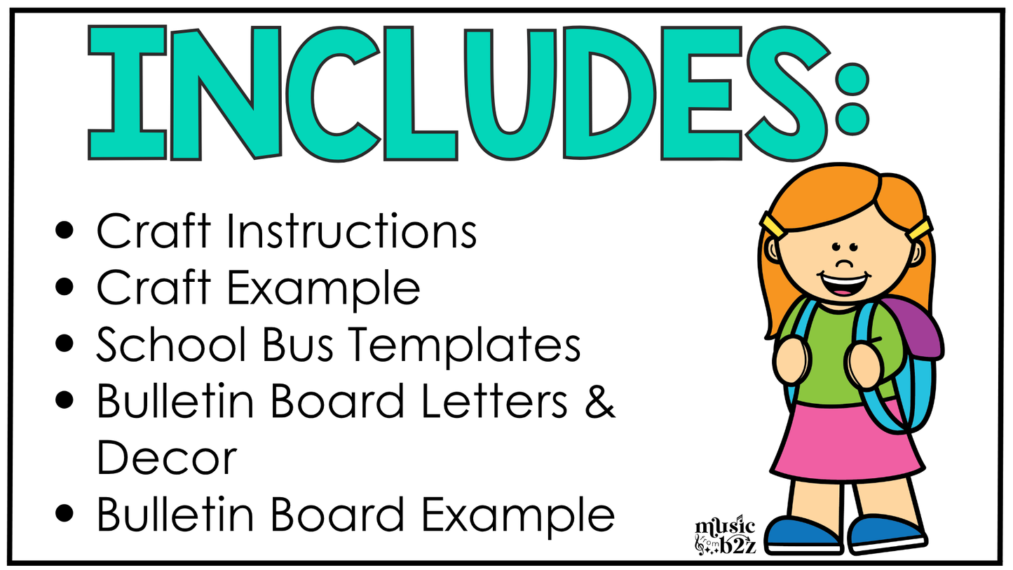 Back to School Music Craft Music Bulletin Board Elementary Music Rhythm Lesson
