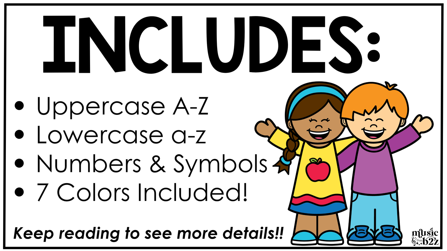 Pastel Bulletin Board Letters Numbers Symbols Elementary Music Classroom Decor